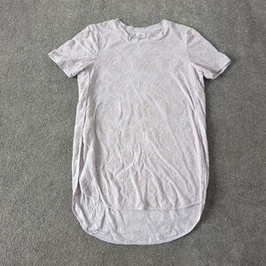 Aritzia Wilfred Women's Blush Short Sleeve Sheer Floral Tunic Top, Size Small